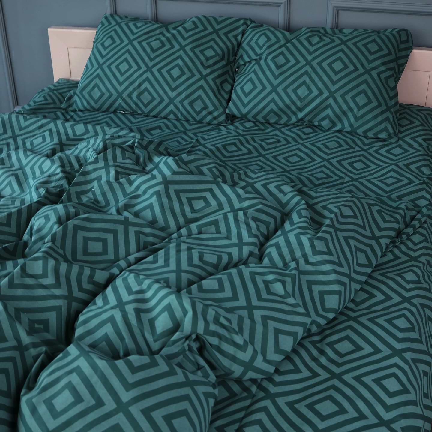 Комплект постельного белья MirSon Ranforce Elite 17-0622 Geometry Emerald 175х210 см (2200008197506)